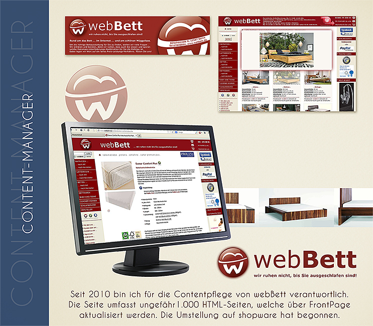 Ndesign: Contentpflege und Programmierung des Onlineshops webBett